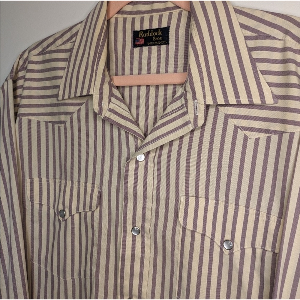 Ruddock Bros Shirtmakers Pinstripe Pearl Snap Western Button Up Vintage - Picture 8 of 9